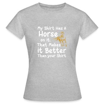 Cheval cheval disant drôle Cadeau disant - T-shirt Femme - gris chiné - Devant - AI Model Female 172 dark (172cm)