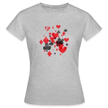 Kartenspieler Zocker Regeln Blatt Anzahl Karten - Frauen T-Shirt - Grau meliert - Vorne - AI Model Female 172 dark (172cm)