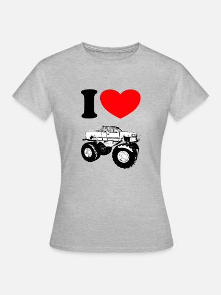 I love Monstertrucks - Frauen T-Shirt - Grau meliert