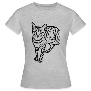 chat noir chat chaton doux cadeau de Noël - T-shirt Femme - gris chiné - Devant - AI Model Female 172 dark (172cm)