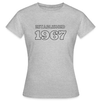 Established 1967 - Feier dein Geburtsjahr - Frauen T-Shirt - Grau meliert - Vorne - AI Model Female 172 dark (172cm)