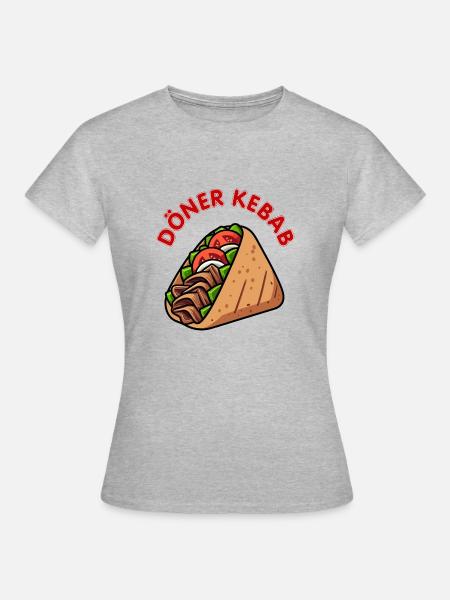Döner Kebab Dürüm Yufka Sandwich German Streetfood - Frauen T-Shirt - Grau meliert