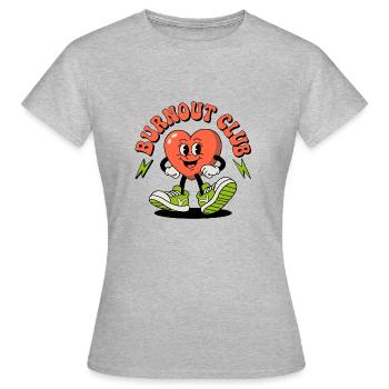 Burnout Club Herzgesundheit lachendes Herz - Frauen T-Shirt - Grau meliert - Vorne - AI Model Female 172 dark (172cm)