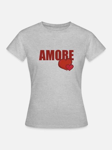 AMORE MIT HERZ - Frauen T-Shirt - Grau meliert