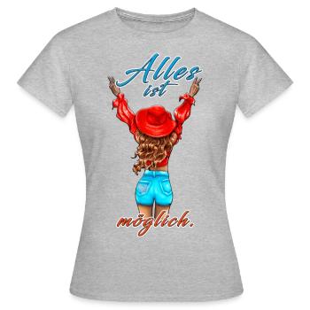Anything is possible blonde - Women's T-Shirt - heather grey - Front - AI Model Female 172 dark (172cm)
