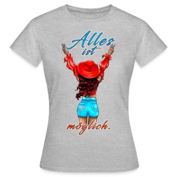 Anything is possible brunette - Women's T-Shirt - heather grey - Front - AI Model Female 172 dark (172cm)