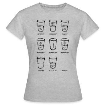Point de vue - Le verre est ... variante noire - T-shirt Femme - gris chiné - Devant - AI Model Female 172 dark (172cm)