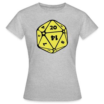 dés 12 pages - T-shirt Femme - gris chiné - Devant - AI Model Female 172 dark (172cm)