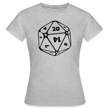 dés 12 pages - T-shirt Femme - gris chiné - Devant - AI Model Female 172 dark (172cm)