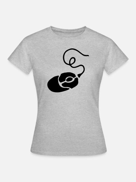 Gamer Geschenk Maus / Mouse - PC - Frauen T-Shirt - Grau meliert