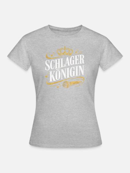 Schlager Königin Mit Krone Und Mikrofon - Frauen T-Shirt - Grau meliert