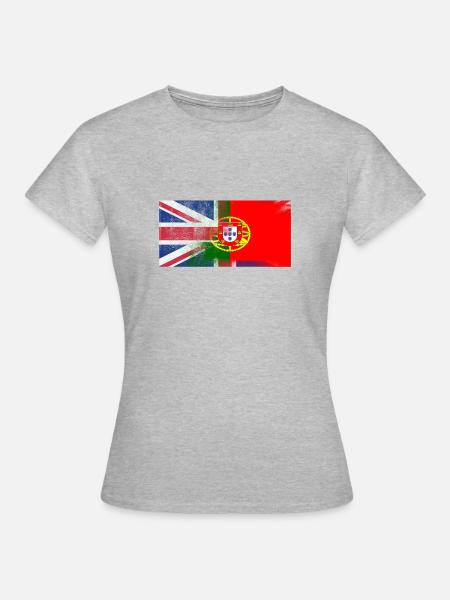 British Portuguese Half Portugal Half UK Flag - Women's T-Shirt - heather grey