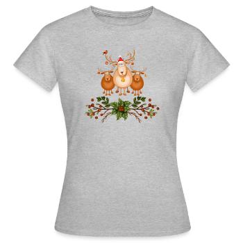 Rennes de Noël - T-shirt Femme - gris chiné - Devant - AI Model Female 172 dark (172cm)