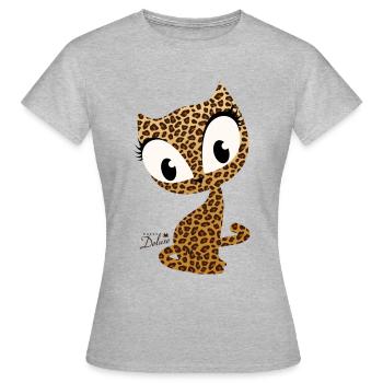 Pussy Deluxe Motif Léopard - T-shirt Femme - gris chiné - Devant - AI Model Female 172 dark (172cm)
