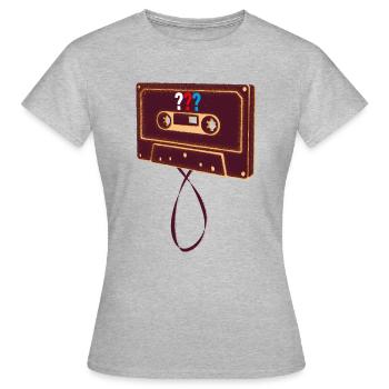 Die Drei ??? Kassette - Frauen T-Shirt - Grau meliert - Vorne - AI Model Female 172 dark (172cm)