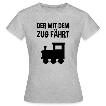 Der mit dem Zug fährt - Frauen T-Shirt - Grau meliert - Vorne - AI Model Female 172 dark (172cm)