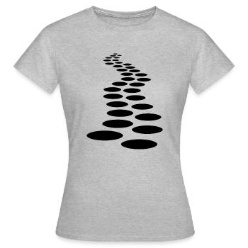 fuss abdruck pfad weg linie strich reihe kunst pun - Frauen T-Shirt - Grau meliert - Vorne - AI Model Female 172 dark (172cm)