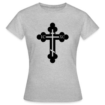 orthodoxes Symbol der Kreuzreligion - Frauen T-Shirt - Grau meliert - Vorne - AI Model Female 172 dark (172cm)