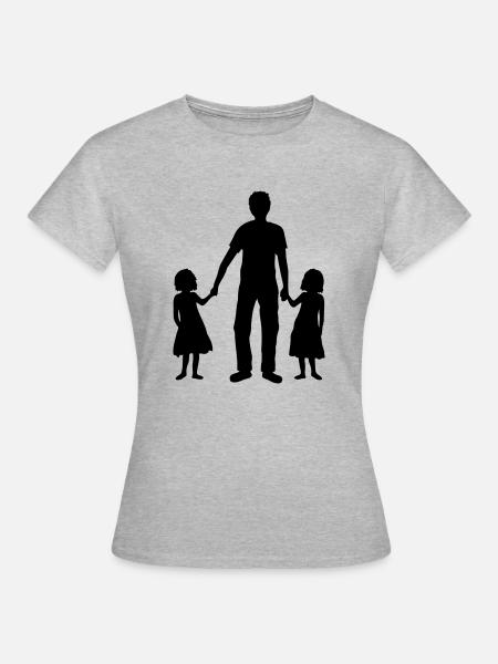 Vater 2 Töchter - Frauen T-Shirt - Grau meliert