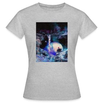 Space Cave avec cascade - T-shirt Femme - gris chiné - Devant - AI Model Female 172 dark (172cm)