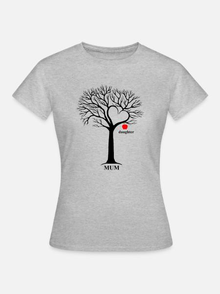 Baum Mutter Tochter roter Apfel - Frauen T-Shirt - Grau meliert