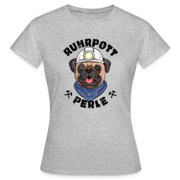 Mops Ruhrpott Perle - Frauen T-Shirt - Grau meliert - Vorne - AI Model Female 172 dark (172cm)