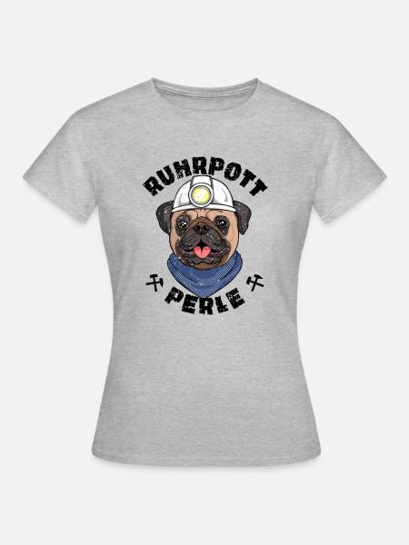 Mops Ruhrpott Perle - Frauen T-Shirt - Grau meliert
