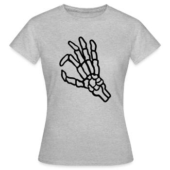 Geste Skelett Loch reingucken - Frauen T-Shirt - Grau meliert - Vorne - AI Model Female 172 dark (172cm)