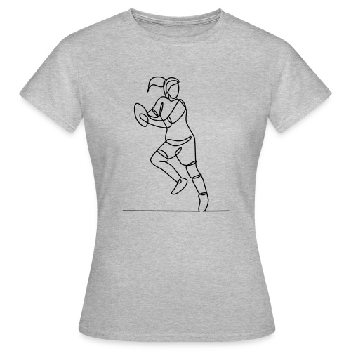 Drawing of female rugby player holding the ball - Frauen T-Shirt