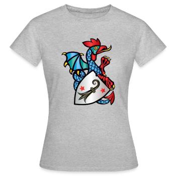Basilisk aus Basel - Frauen T-Shirt - Grau meliert - Vorne - AI Model Female 172 dark (172cm)