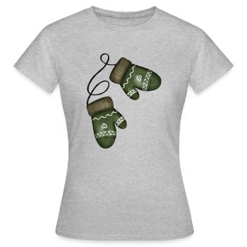 Weihnachten - Winter - Handschuhe - Frauen T-Shirt - Grau meliert - Vorne - AI Model Female 172 dark (172cm)