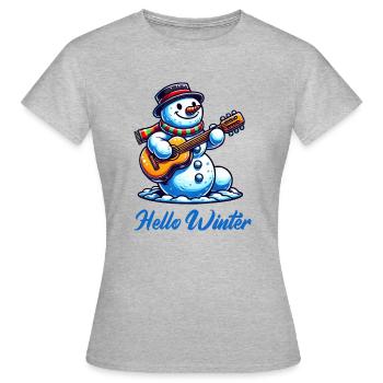 bonhomme de neige guitare hiver - T-shirt Femme - gris chiné - Devant - AI Model Female 172 dark (172cm)