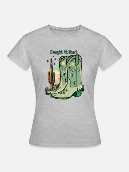 Western Boots - Frauen T-Shirt - Grau meliert