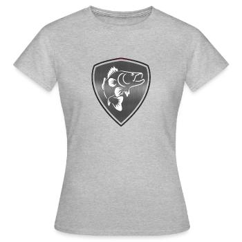 Armoiries de pêche au sandre - T-shirt Femme - gris chiné - Devant - AI Model Female 172 dark (172cm)
