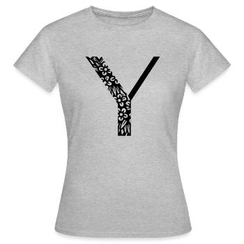 Buchstabe Y - Frauen T-Shirt - Grau meliert - Vorne - AI Model Female 172 dark (172cm)
