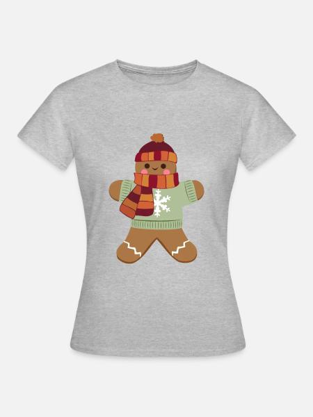 Lebkuchenmann - Frauen T-Shirt - Grau meliert
