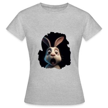 Schockierter Hase - Frauen T-Shirt - Grau meliert - Vorne - AI Model Female 172 dark (172cm)