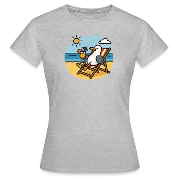 Moin Mer du Nord Seagull Cocktail Plage Chaise longue - T-shirt Femme - gris chiné - Devant - AI Model Female 172 dark (172cm)
