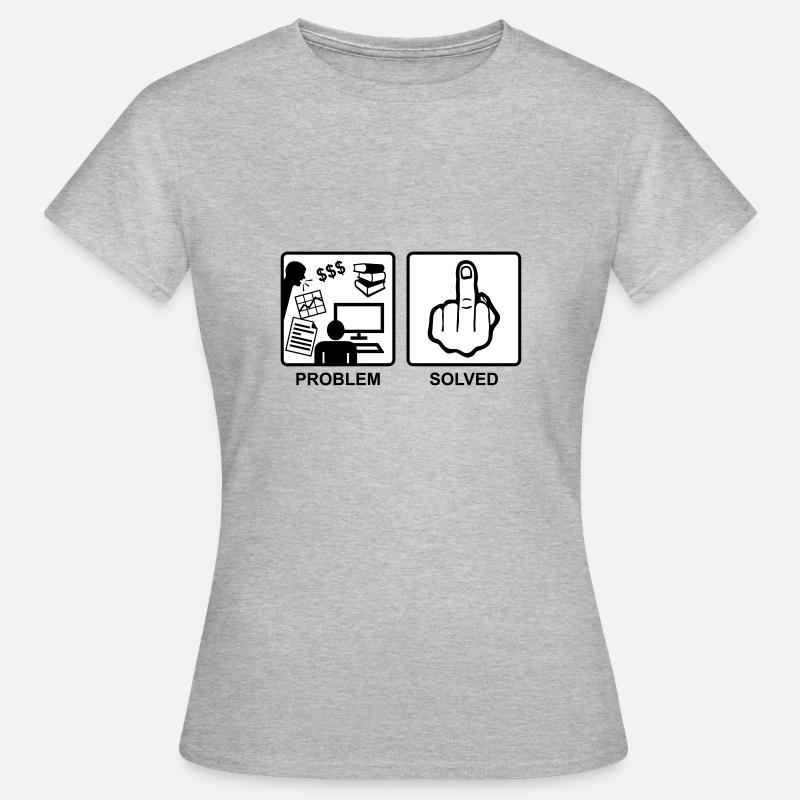 Problem solved - Mittelfinger - Fuck you - Frauen T-Shirt - Grau meliert