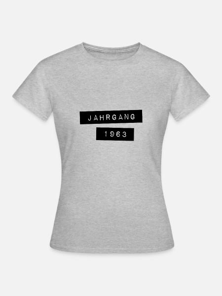 Etikett Jahrgang 1963, 60. Geburtstag, geboren 63 - Frauen T-Shirt - Grau meliert