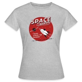 Weltraum-Explorer. Space Adventure Movies & Comic-Spaß - Frauen T-Shirt - Grau meliert - Vorne - AI Model Female 172 dark (172cm)