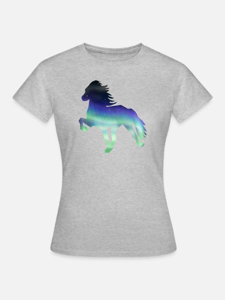 Islandpferd Aurora borealis1 - Frauen T-Shirt - Grau meliert