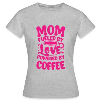 Mama angetrieben von Liebe angetrieben von Kaffee - Frauen T-Shirt - Grau meliert - Vorne - AI Model Female 172 dark (172cm)
