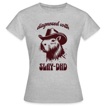Diagnosed with Slay-DHD - Lustiges Capybara Design - Frauen T-Shirt - Grau meliert - Vorne - AI Model Female 172 dark (172cm)