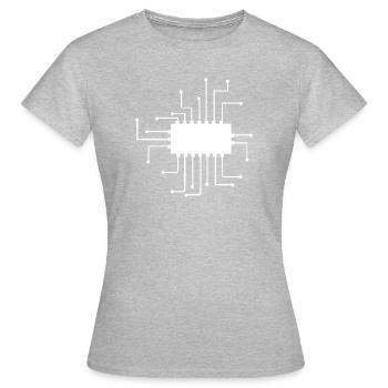 electronically micro shield - Women's T-Shirt - heather grey - Front - AI Model Female 172 dark (172cm)