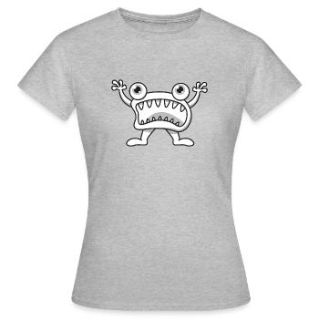 Ungeheuer Halloween Geschenk Maul Zähne Comic - Frauen T-Shirt - Grau meliert - Vorne - AI Model Female 172 dark (172cm)