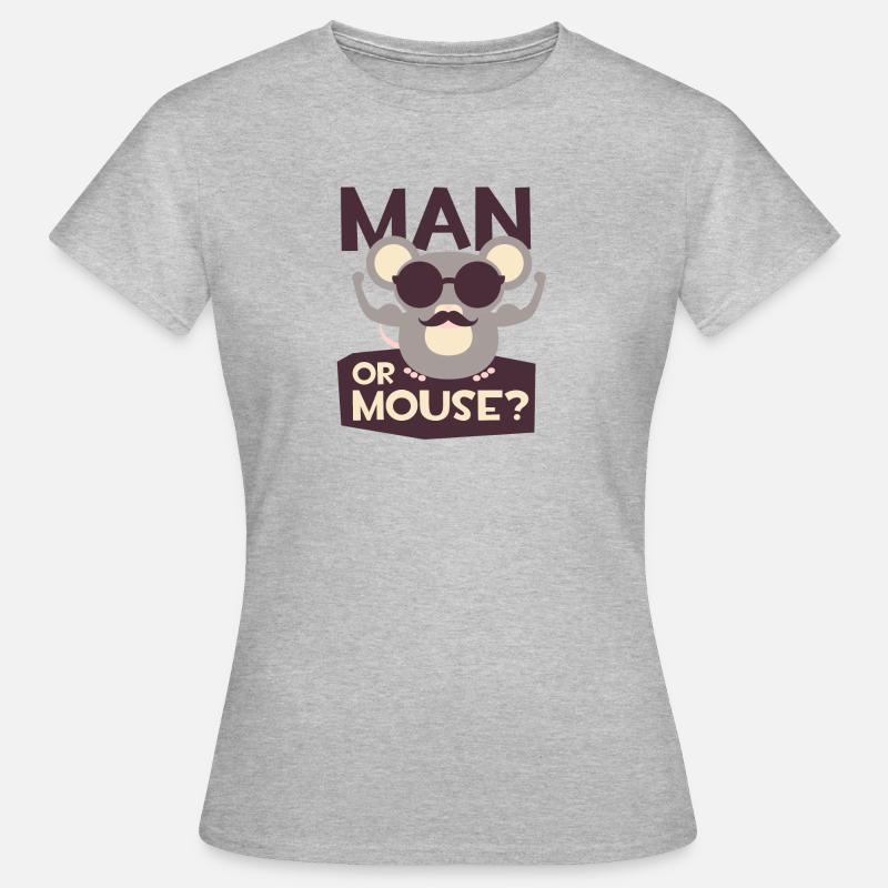 Mann oder Maus, was bist Du!? - Frauen T-Shirt - Grau meliert