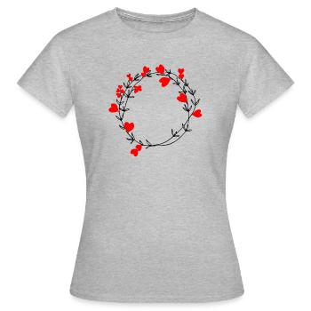 herzlich - Frauen T-Shirt - Grau meliert - Vorne - AI Model Female 172 dark (172cm)