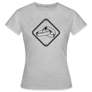 attention danger caution warning sign warning 2 v - Women's T-Shirt - heather grey - Front - AI Model Female 172 dark (172cm)