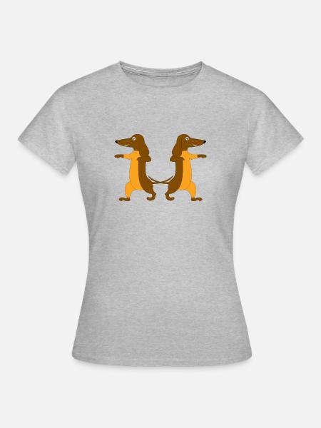 Dackel Doppelpack - Frauen T-Shirt - Grau meliert